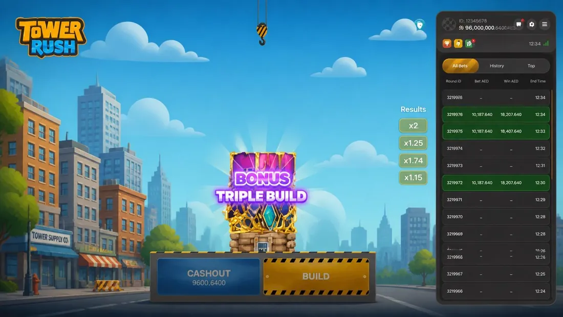 Tower Rush Frozen Floor bonus — winnings locked as a guaranteed minimum payout
